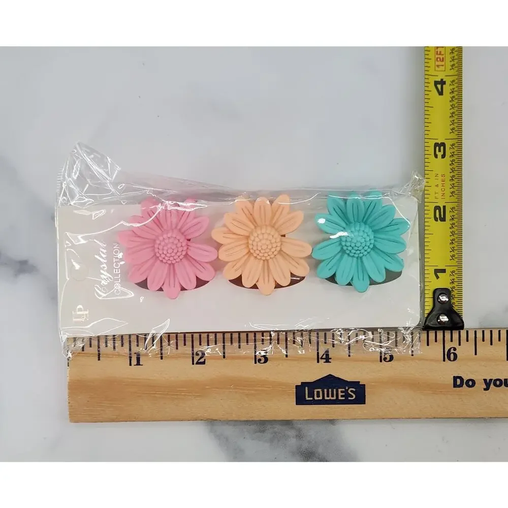 *NEW* 3 pc Daisy Flower Claw Clip Set - Hair Accessories pink/peach/sea blue